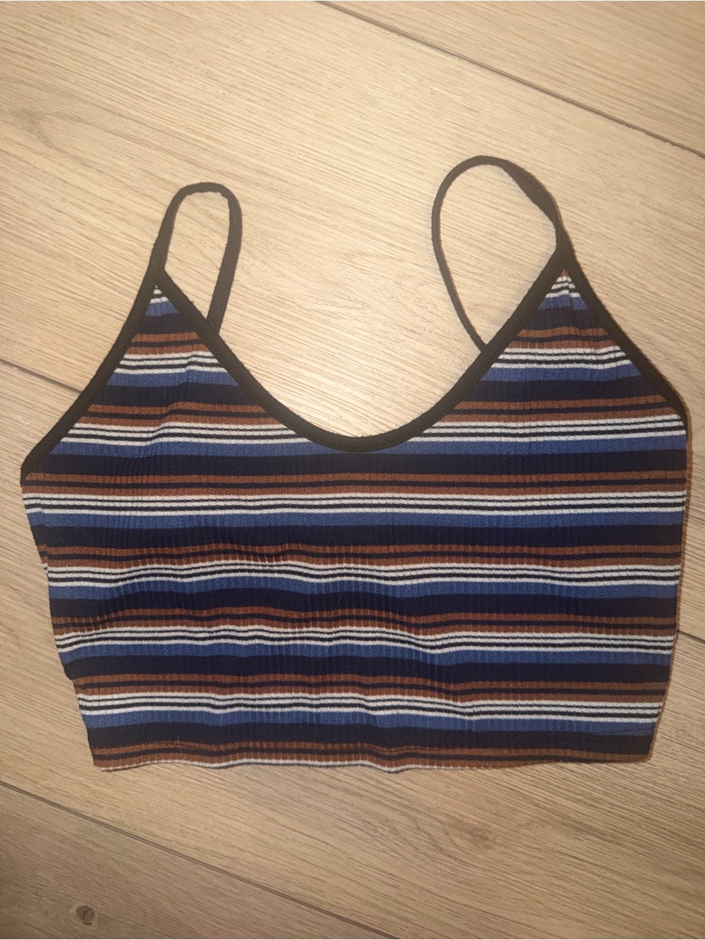 SHEIN Navy, Blue, Brown & White Striped Tank Top